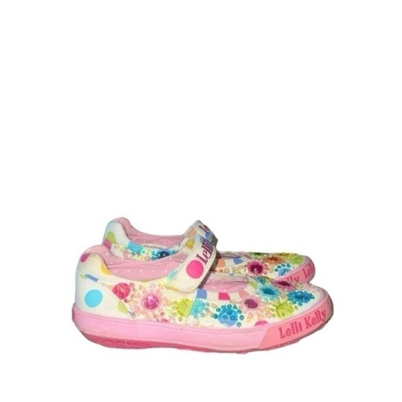 Lelli Kelly Kids Other - Lelli Kelly Kids Polka‎ Dot Beaded Jeweled Multicolored Mary Jane Shoes